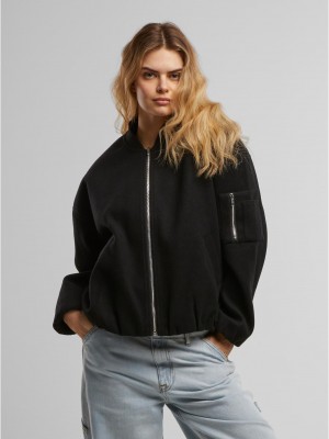 Дамско Бомбър ЯкеLadies Faux Wool Bomber Jacket black XXL Дамско Бомбър ЯкеLadies Faux Wool Bomber Jacket black XXL