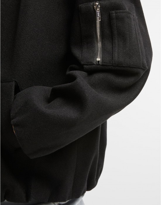 Дамско Бомбър ЯкеLadies Faux Wool Bomber Jacket black XXL