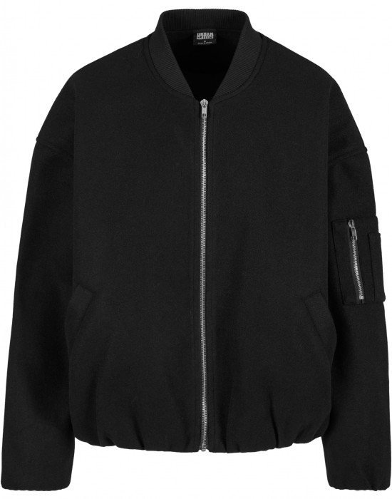 Дамско Бомбър ЯкеLadies Faux Wool Bomber Jacket black XXL