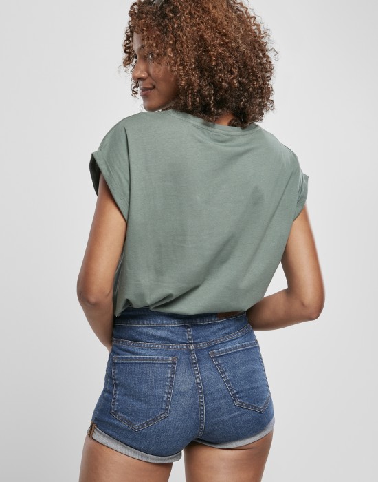 Дамска тениска в зелено от Urban Classics Ladies Extended Shoulder 