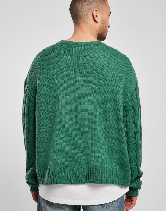 Мъжки плетен пуловер в зелен цвят Urban Classics Boxy Sweater