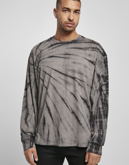 Мъжка блуза в тъмносив цвят Urban Classics Boxy Tye Dye LS