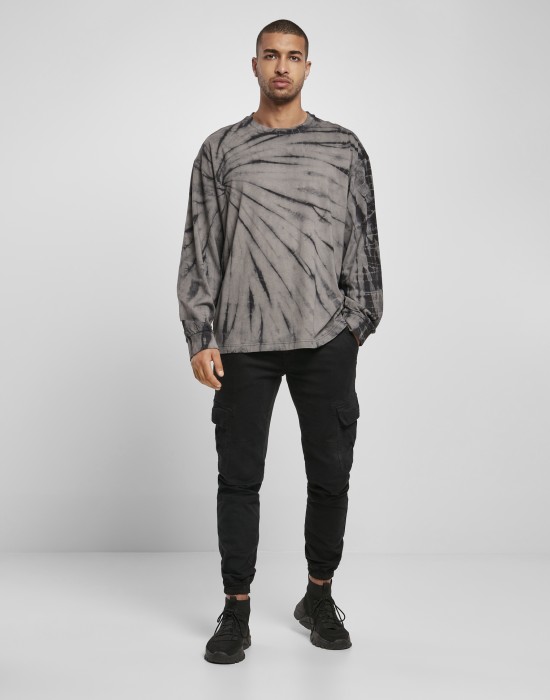 Мъжка блуза в тъмносив цвят Urban Classics Boxy Tye Dye LS