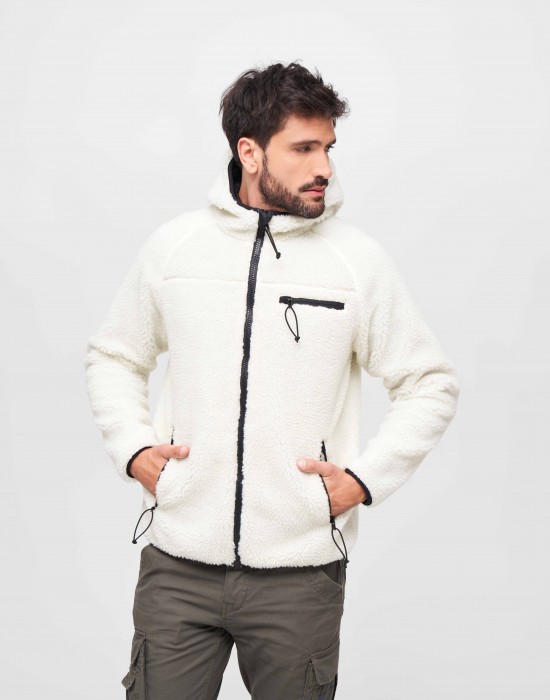 Мъжко пухкаво яке в бял цвят Brandit Teddyfleece Worker