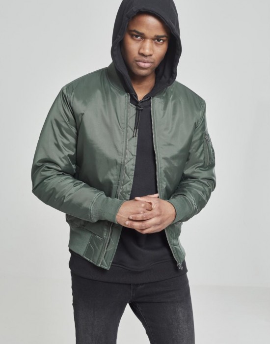 Мъжко яке тип бомбър Urban Classics olive в цвят маслина