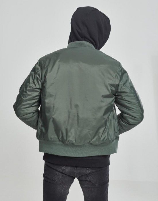 Мъжко яке тип бомбър Urban Classics olive в цвят маслина