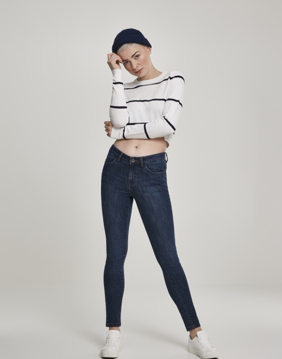 Дамска къса блуза в бяло Urban Classics Ladies Short Striped Sweater