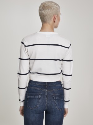Дамска къса блуза в бяло Urban Classics Ladies Short Striped Sweater
