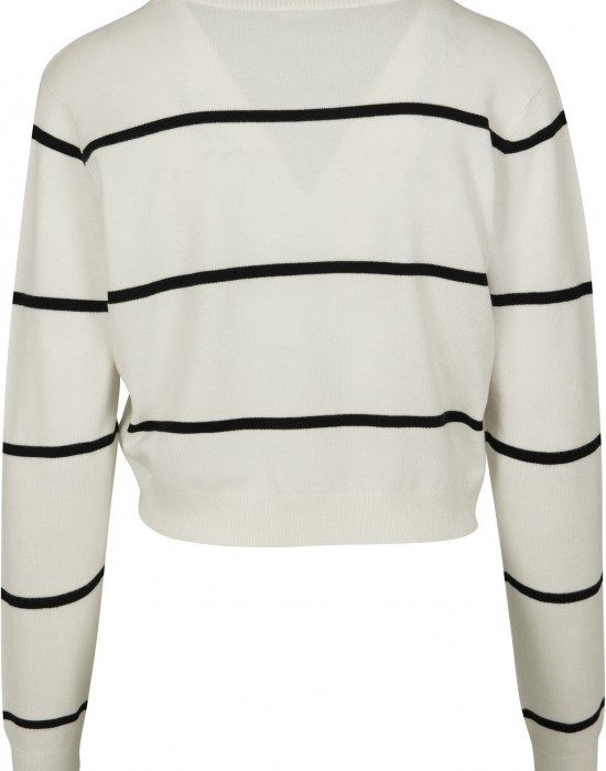 Дамска къса блуза в бяло Urban Classics Ladies Short Striped Sweater