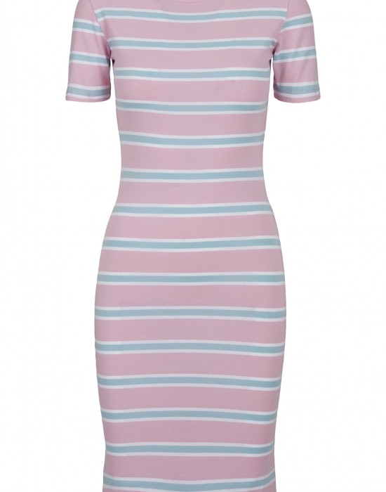 Дамска рокля в розово и синьо Urban Classics Ladies Stretch Stripe Dress 