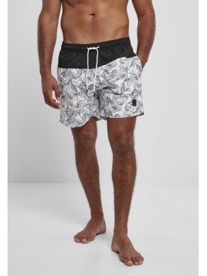  Мъжки къси панталони в черно и бяло Urban Classics Low Block Pattern Swim Shorts 