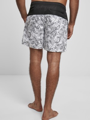  Мъжки къси панталони в черно и бяло Urban Classics Low Block Pattern Swim Shorts 