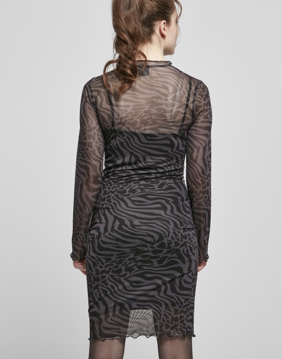 Дамска двуслойна рокля в черен цвят Urban Classics  Ladies AOP Double Layer Dress 