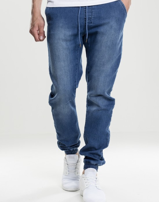 Мъжки сини дънки с връзки Urban Classics