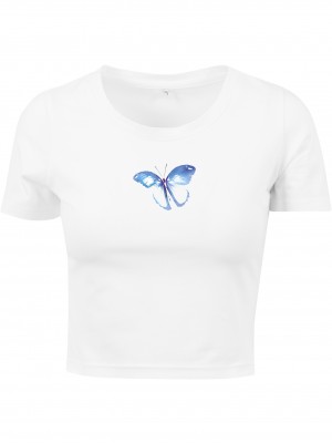 Дамска къса тениска в бяло Mister Tee Butterfly