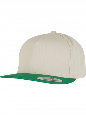 Шапка с козирка Classic 5 Panel Snapback beige/green one size