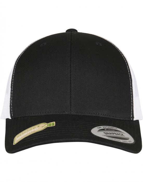 Шапка с козирка YP CLASSICS RECYCLED RETRO TRUCKER CAP 2-TONE blk/wht one size