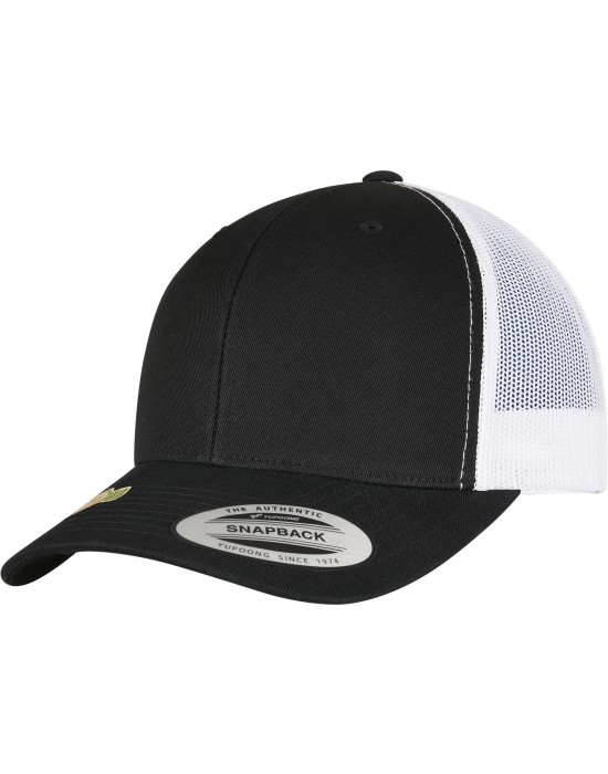 Шапка с козирка YP CLASSICS RECYCLED RETRO TRUCKER CAP 2-TONE blk/wht one size