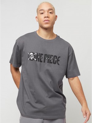 Тениска One Piece Jolly Roger Logo Oversize Tee darkgrey XXL