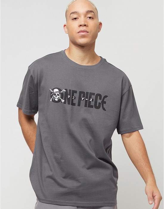 Тениска One Piece Jolly Roger Logo Oversize Tee darkgrey XXL