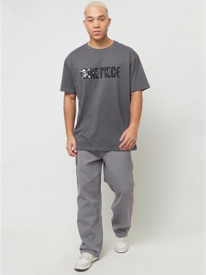 Тениска One Piece Jolly Roger Logo Oversize Tee darkgrey XXL