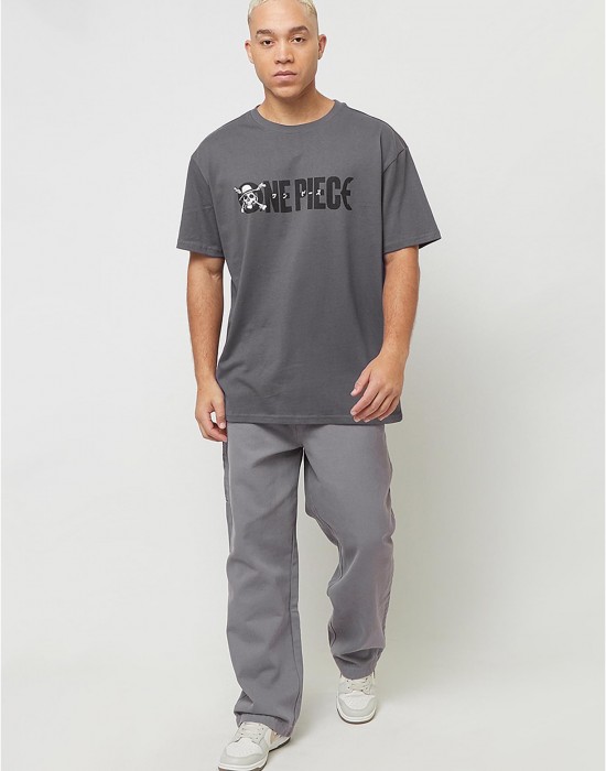 Тениска One Piece Jolly Roger Logo Oversize Tee darkgrey XXL