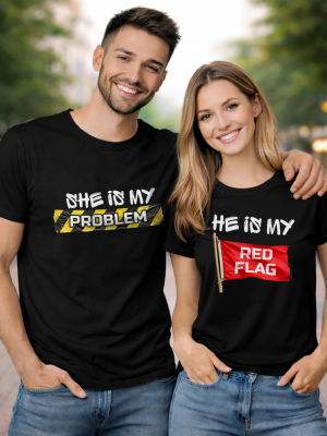 Тениска за двойки He is my red flag, She is my problem