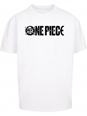 Тениска One Piece Jolly Roger Logo Oversize Tee white XXL