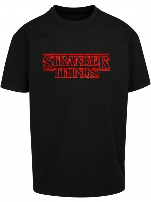 Тениска Stranger Things Neon Sign Heavy Oversize Tee black XXL