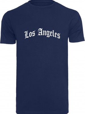 Тениска Los Angeles Wording Tee light navy XXL