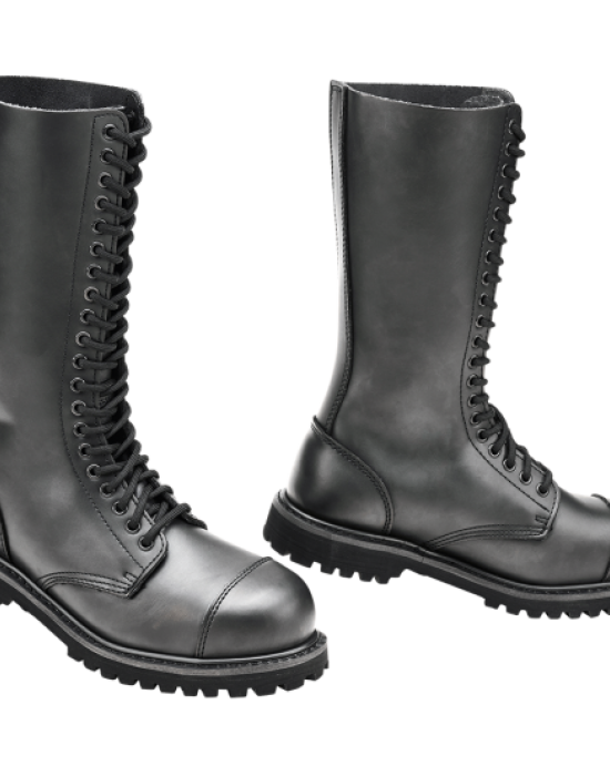 Високи черни кубинки естествена кожа Brandit Phantom 20 Eyelet