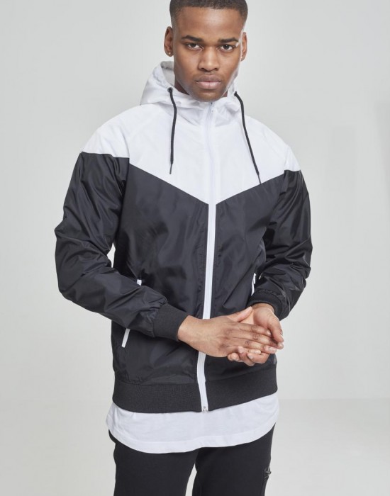 Мъжко яке тип ветровка в два цвята Urban Classics blk/wht