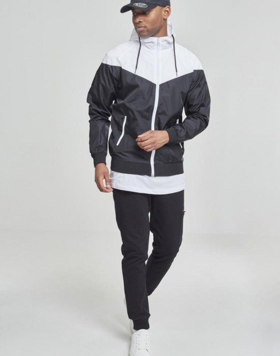 Мъжко яке тип ветровка в два цвята Urban Classics blk/wht