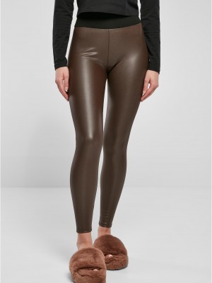 Дамски кожен клин в кафяв цвят Urban Classics Ladies Faux Leggings