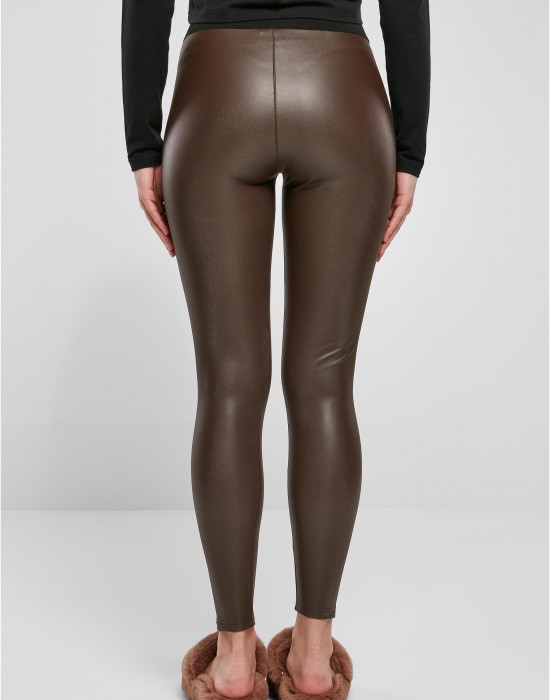 Дамски кожен клин в кафяв цвят Urban Classics Ladies Faux Leggings