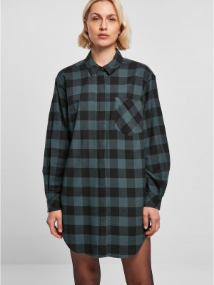 Дамска карирана риза тип рокля Urban Classics Shirt Dress jasper/black