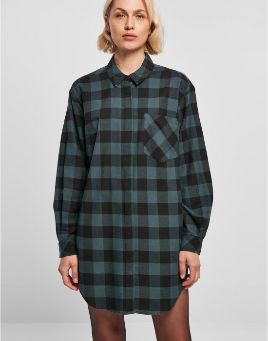Дамска карирана риза тип рокля Urban Classics Shirt Dress jasper/black