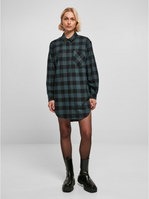 Дамска карирана риза тип рокля Urban Classics Shirt Dress jasper/black