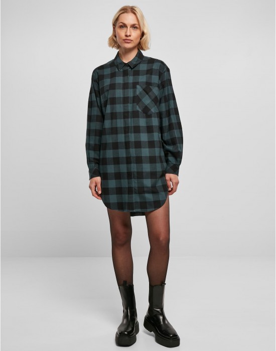 Дамска карирана риза тип рокля Urban Classics Shirt Dress jasper/black