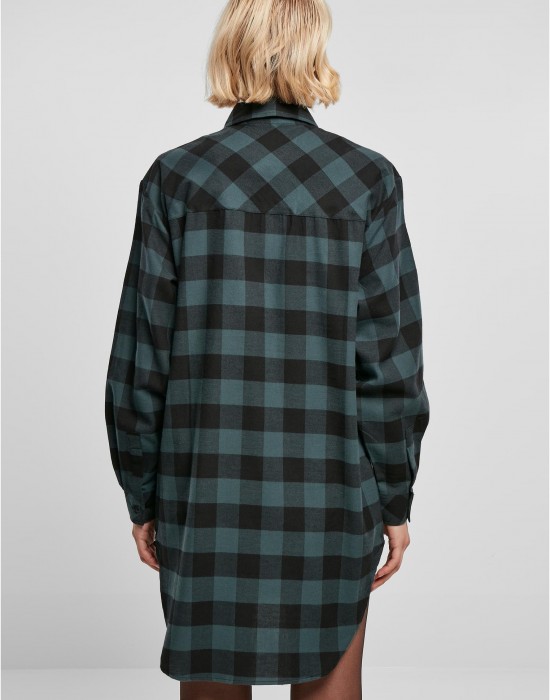 Дамска карирана риза тип рокля Urban Classics Shirt Dress jasper/black