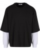 Тениска с дълъг ръкав DEF DOUBLE Longsleeves jetblack/brightwhite XXL