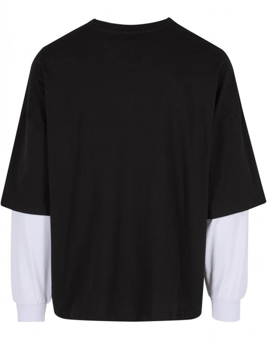 Тениска с дълъг ръкав DEF DOUBLE Longsleeves jetblack/brightwhite XXL