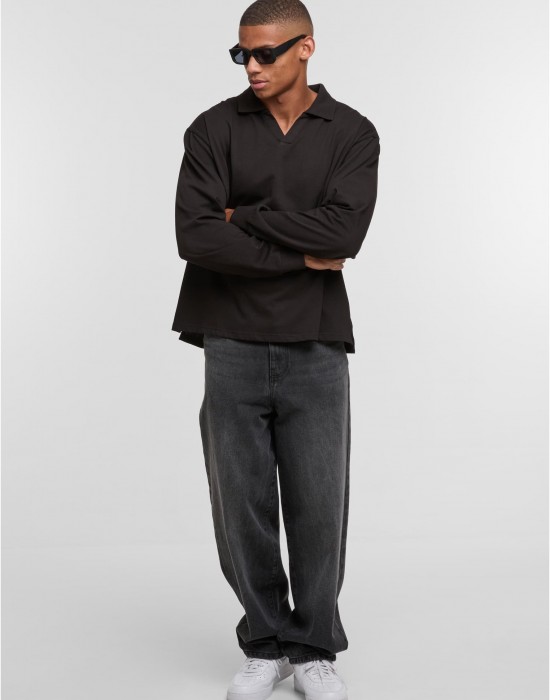 Тениска с дълъг ръкав DEF COLLAR Longsleeves jetblack XXL