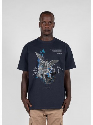 Овърсайз тениска SAINT V.1 Heavy Oversized Tee 2.0 navy XXL