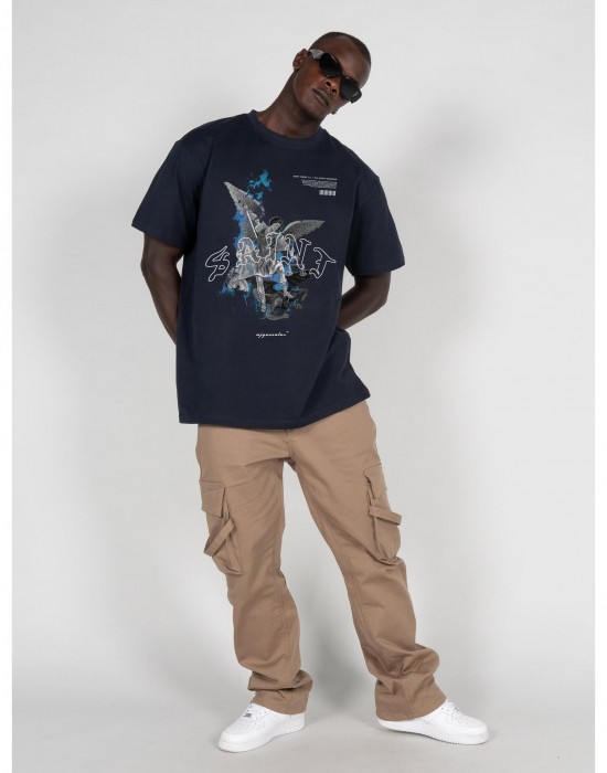 Овърсайз тениска SAINT V.1 Heavy Oversized Tee 2.0 navy XXL