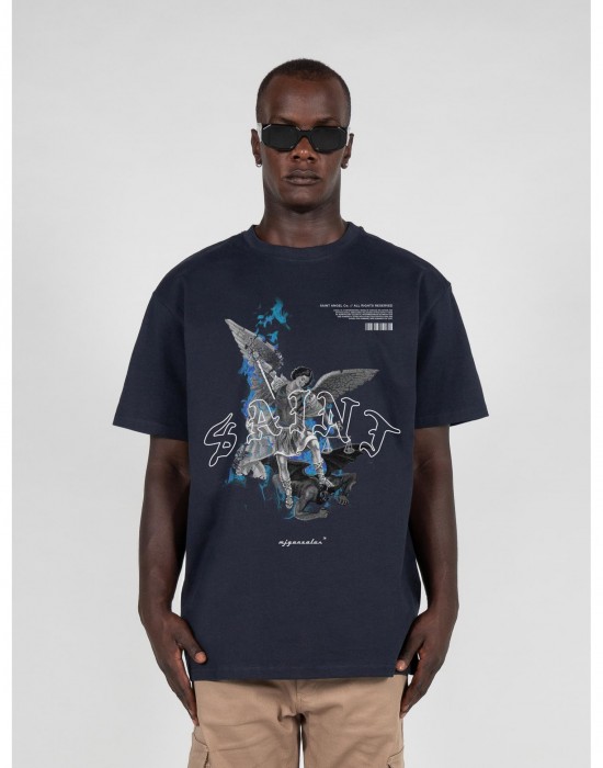 Овърсайз тениска SAINT V.1 Heavy Oversized Tee 2.0 navy XXL