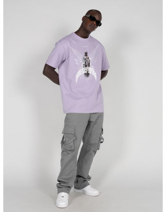 Овърсайз тениска HIGHER THAN HEAVEN V.1  with Heavy Oversize Tee lilac XXL