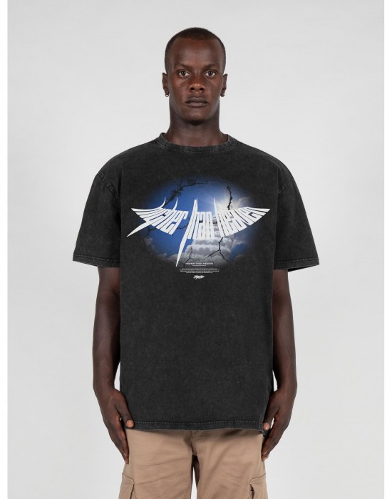 Овърсайз тениска HIGHER THAN HEAVEN V.4 Acid Washed Heavy Oversize Tee black XXL