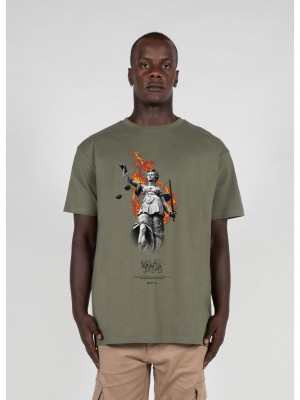 Овърсайз тениска Justitia x Heavy Oversized Tee olive XXL
