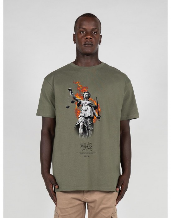 Овърсайз тениска Justitia x Heavy Oversized Tee olive XXL